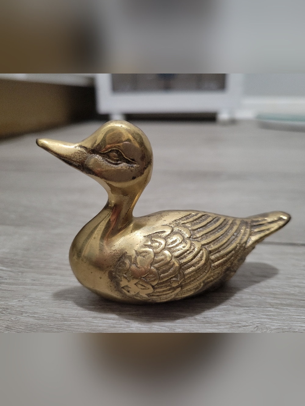 Solid Brass Vintage Duck Figurine - Vintage-Style Gold Accent